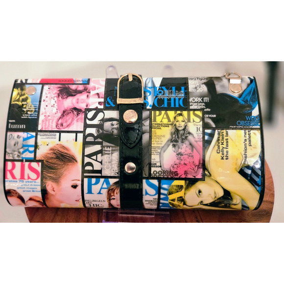 Unbranded Magazine Cover Print Hard Plastic Crossbody ClutchPurse - Picture 2 of 10